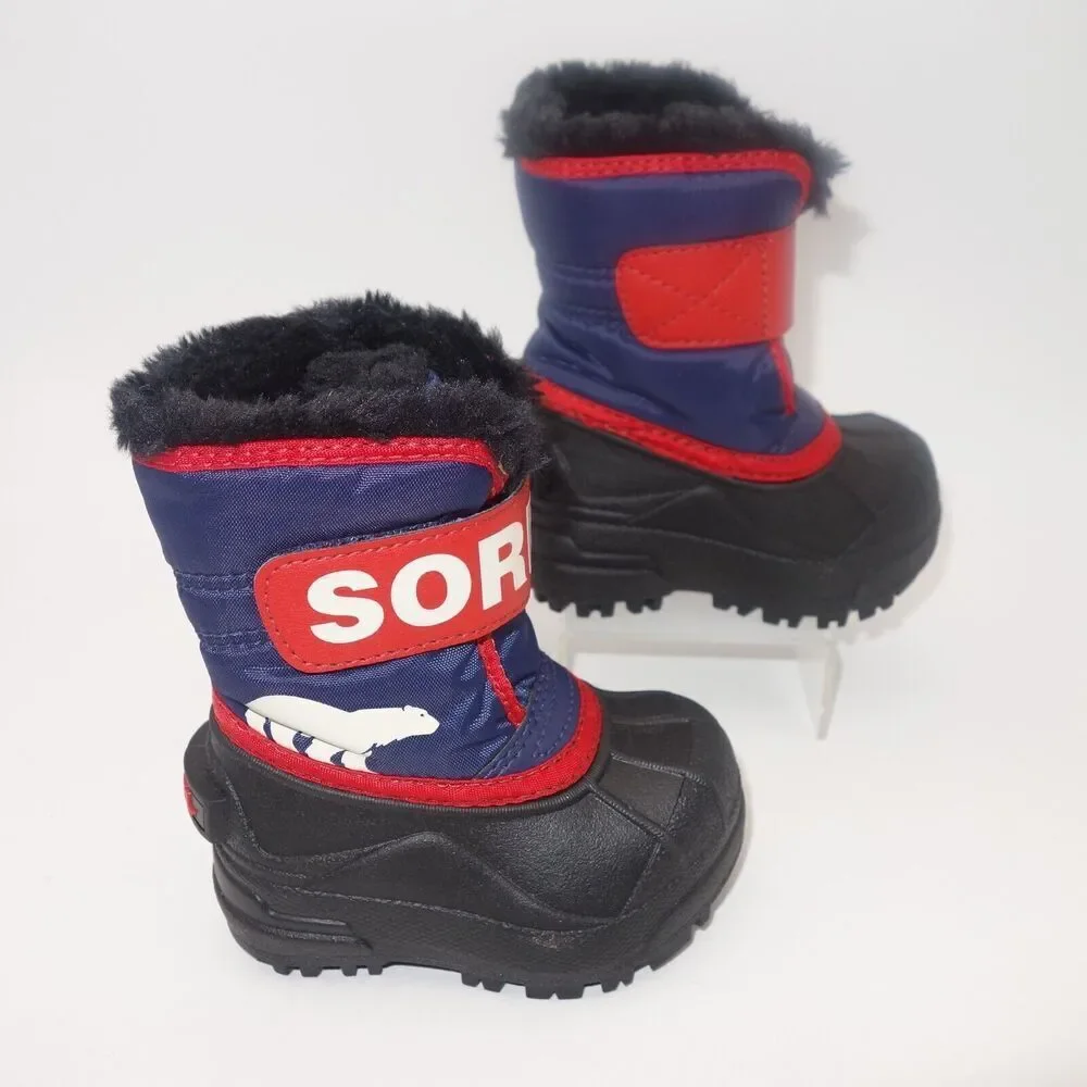 NEW Sorel Snow Commander Winter Boots Black Blue Red Kids Toddler Size 4
